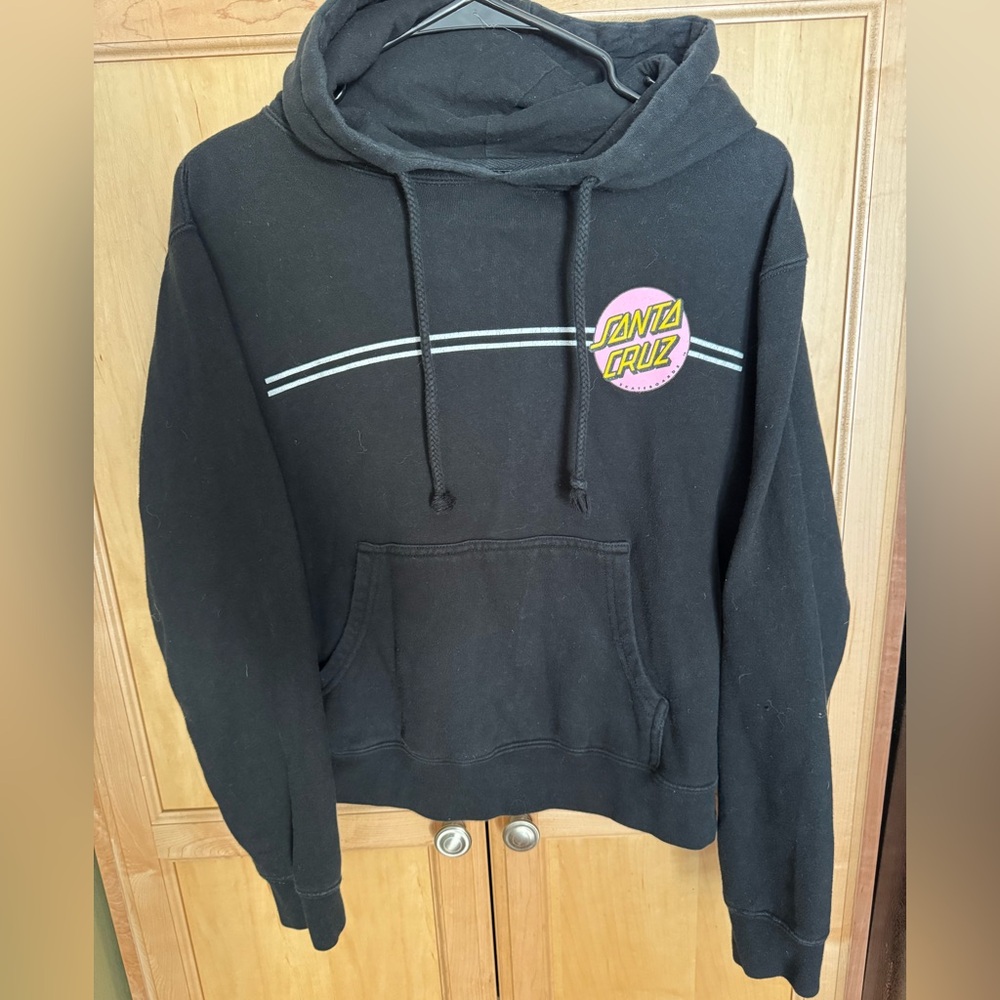 Santa Cruz Skateboards Black Hoodie with Pink Logo